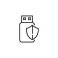 USB flash drive protection line icon Royalty Free Stock Photo