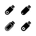 USB Flash Drive Solid Icons Set for Office Accessory Royalty Free Stock Photo
