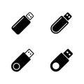 USB Flash Drive Solid Icons Set for Storage Media Royalty Free Stock Photo
