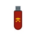 Usb flash drive with a virus icon, flat style Royalty Free Stock Photo