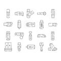 Usb flash drives collecting digital storage technology icons Royalty Free Stock Photo