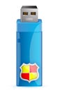 Usb flash memory with shield Royalty Free Stock Photo