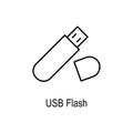 USB flash storage icon. Element of computer part for mobile concept and web apps. Thin line icon for website design and developme Royalty Free Stock Photo