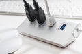 USB HUB with mouse and computer keyboard Royalty Free Stock Photo
