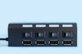 USB hub for multiple usb devices to computer port Royalty Free Stock Photo