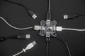 USB Hub and the USB equipment connection Royalty Free Stock Photo