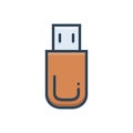 Color illustration icon for Usb, stick and pen