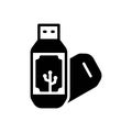Black solid icon for Usb, drive and memory Royalty Free Stock Photo