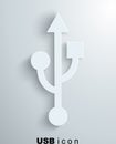 Usb icon, paper background Royalty Free Stock Photo