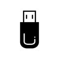 Black solid icon for Usb, stick and drive