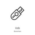 usb icon vector from blockchain collection. Thin line usb outline icon vector illustration. Linear symbol for use on web and Royalty Free Stock Photo