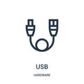 usb icon vector from hardware collection. Thin line usb outline icon vector illustration Royalty Free Stock Photo