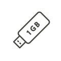 Usb icon vector. Line flash drive symbol.