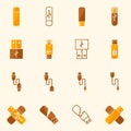 USB icons flat yellow vector set Royalty Free Stock Photo