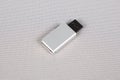 Usb key flash drive silver on white background