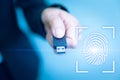 USB Key Lock Access with Fingerprint Biometrics Scanner for future data security technology concept