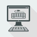 Usb keyboard and pc desktop - Vector flat minimal icon