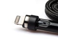 usb lightning white data cable on white background Royalty Free Stock Photo