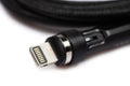 usb lightning white data cable on white background Royalty Free Stock Photo