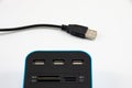 USB and memory card reader with multiple card outputs Royalty Free Stock Photo