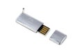 USB memory stick - Metal flash drive on white insulated background