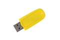 USB memory stick - Yellow flash drive on white insulated background Royalty Free Stock Photo