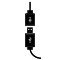 USB micro cable illustration black color in white background