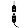 USB micro cable illustration black color in white background Royalty Free Stock Photo