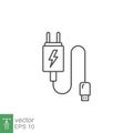 usb mobile charger icon line style. Electric cable power supply for phone cell Royalty Free Stock Photo