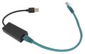 USB network adapter with LAN wire on white