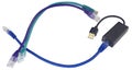 USB network adapter with LAN wire on white