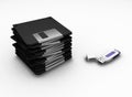 USB pen drive and floppy disks Royalty Free Stock Photo