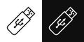 USB pendrive icon set. data transfer computer usb drive vector symbol. portable storage pendrive device sign in filled and