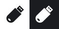 USB pendrive icon set. data transfer computer usb drive vector symbol. portable storage pendrive device sign in filled and