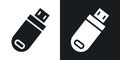 USB pendrive icon set. data transfer computer usb drive vector symbol. portable storage pendrive device sign in filled and