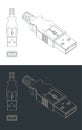 USB A Plug blueprints Royalty Free Stock Photo