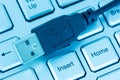 USB plug on computer keyboard Royalty Free Stock Photo