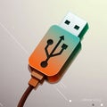 USB plug with a gradient color scheme ranging from orange to green. The plug Royalty Free Stock Photo