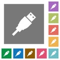 USB plug square flat icons Royalty Free Stock Photo