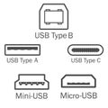 Usb port icon set. Vector illustration, flat design Royalty Free Stock Photo