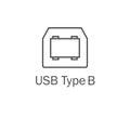 Usb port icon. Usb type B. Vector illustration, flat design