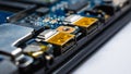 2 USB ports in laptop motherboard ,focused view, white background Royalty Free Stock Photo