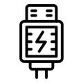 USB power adapter icon outline vector. Energy connection wire