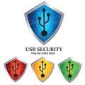 USB Security Shield Protection Emblem Logo Vector Design Royalty Free Stock Photo