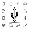 USB sign icon. Simple thin line, outline vector element of minimalistic, web icons set for UI and UX, website or mobile Royalty Free Stock Photo