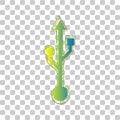 USB sign illustration. Blue to green gradient Icon with Four Roughen Contours on stylish transparent Background. Illustration