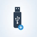 Usb stick icon vector. plus and add flashmemory Royalty Free Stock Photo