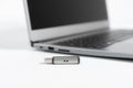USB stick and interface of a notebook Royalty Free Stock Photo