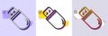 Usb stick line icon. Computer memory component sign. Data storage. Halftone dotted pattern. Vector Royalty Free Stock Photo