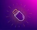 Usb stick line icon. Computer memory component sign. Data storage. Vector Royalty Free Stock Photo